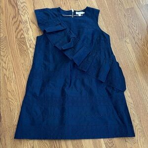 Ted Baker Mahlene eyelet embroidered ruffle cotton shift dress size 3